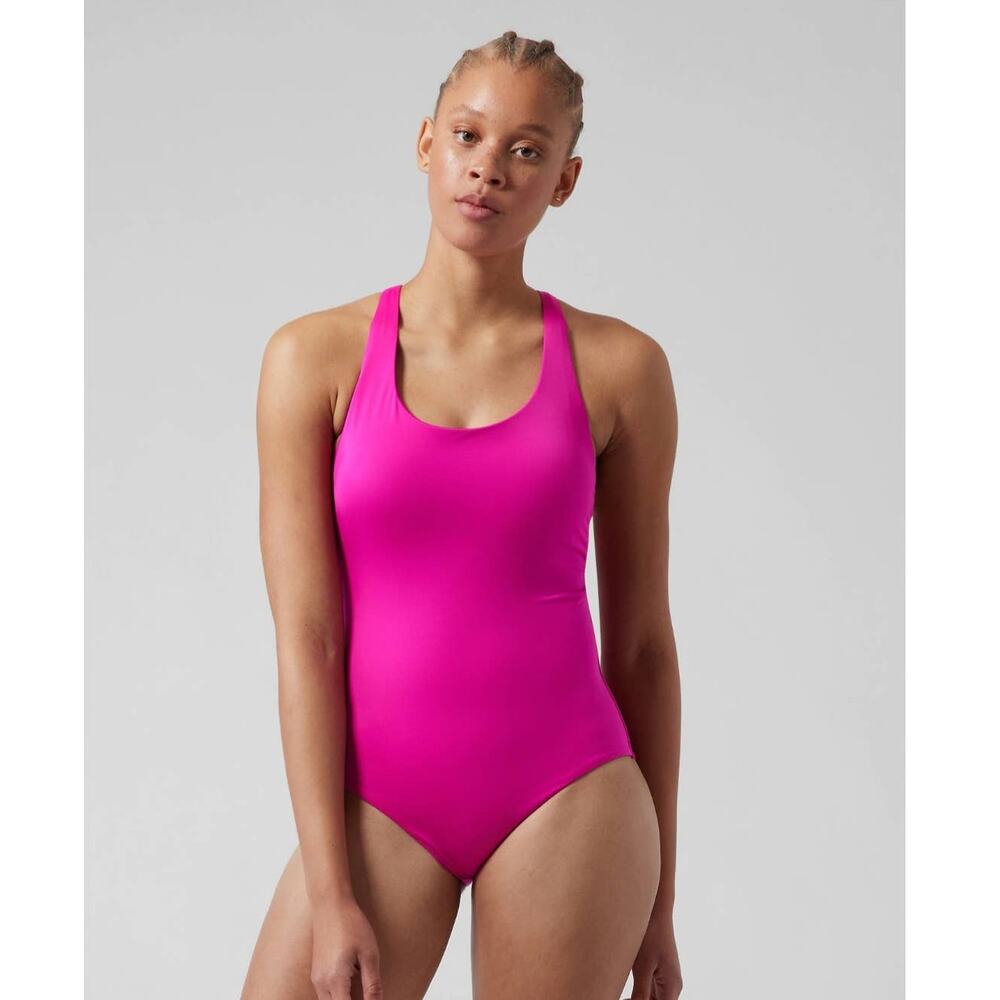 NWT Athleta Malibu one piece swimsuit - MEDIUM PETITE - Electric Fuchsia - MP